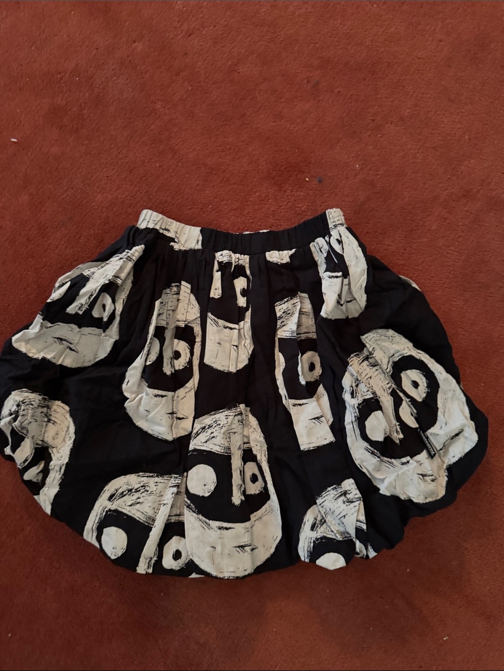 nununu Black Skirt with White Graphic Circles
